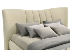Evelyn Ivory Upholstered Eastern King Panel Platform Bed - Ornate Home