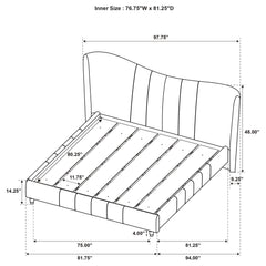 Evelyn Ivory Upholstered Eastern King Panel Platform Bed - Ornate Home