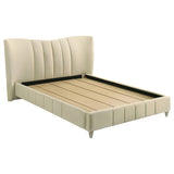 Evelyn Ivory Upholstered Queen Panel Platform Bed - Ornate Home