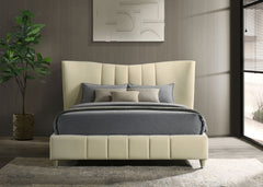 Evelyn Ivory Upholstered Queen Panel Platform Bed - Ornate Home