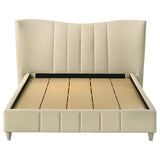 Evelyn Ivory Upholstered Queen Panel Platform Bed - Ornate Home
