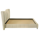 Evelyn Ivory Upholstered Queen Panel Platform Bed - Ornate Home