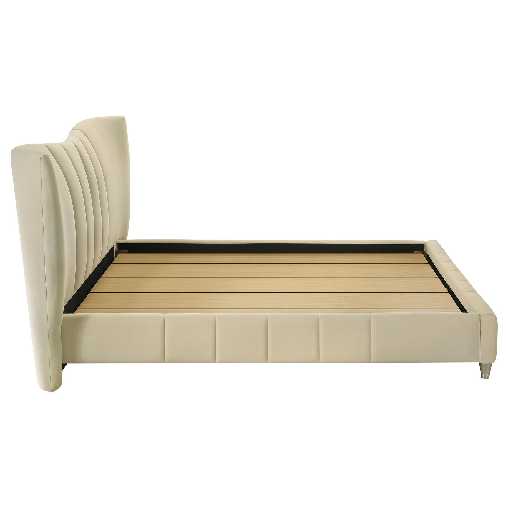 Evelyn Ivory Upholstered Queen Panel Platform Bed - Ornate Home