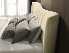 Evelyn Ivory Upholstered Queen Panel Platform Bed - Ornate Home