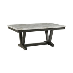 Everdeen Charcoal Dining Table with White Faux Marble Top - Ornate Home