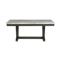 Everdeen Charcoal Dining Table with White Faux Marble Top - Ornate Home