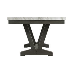 Everdeen Charcoal Dining Table with White Faux Marble Top - Ornate Home