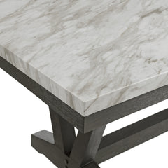 Everdeen Charcoal Dining Table with White Faux Marble Top - Ornate Home