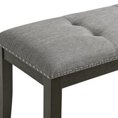 Everdeen Charcoal/Grey Bench with Nail Heads - Ornate Home