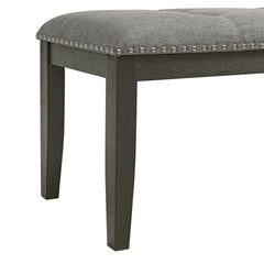 Everdeen Charcoal/Grey Bench with Nail Heads - Ornate Home