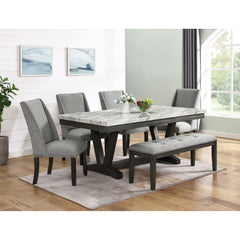 Everdeen Charcoal/White 6-Piece Dining Set - Ornate Home