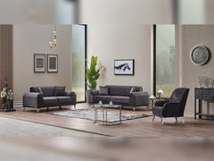 Everest Grey 3-pieces (Sofa & Loveseat & Chair) Living Room Set - Ornate Home