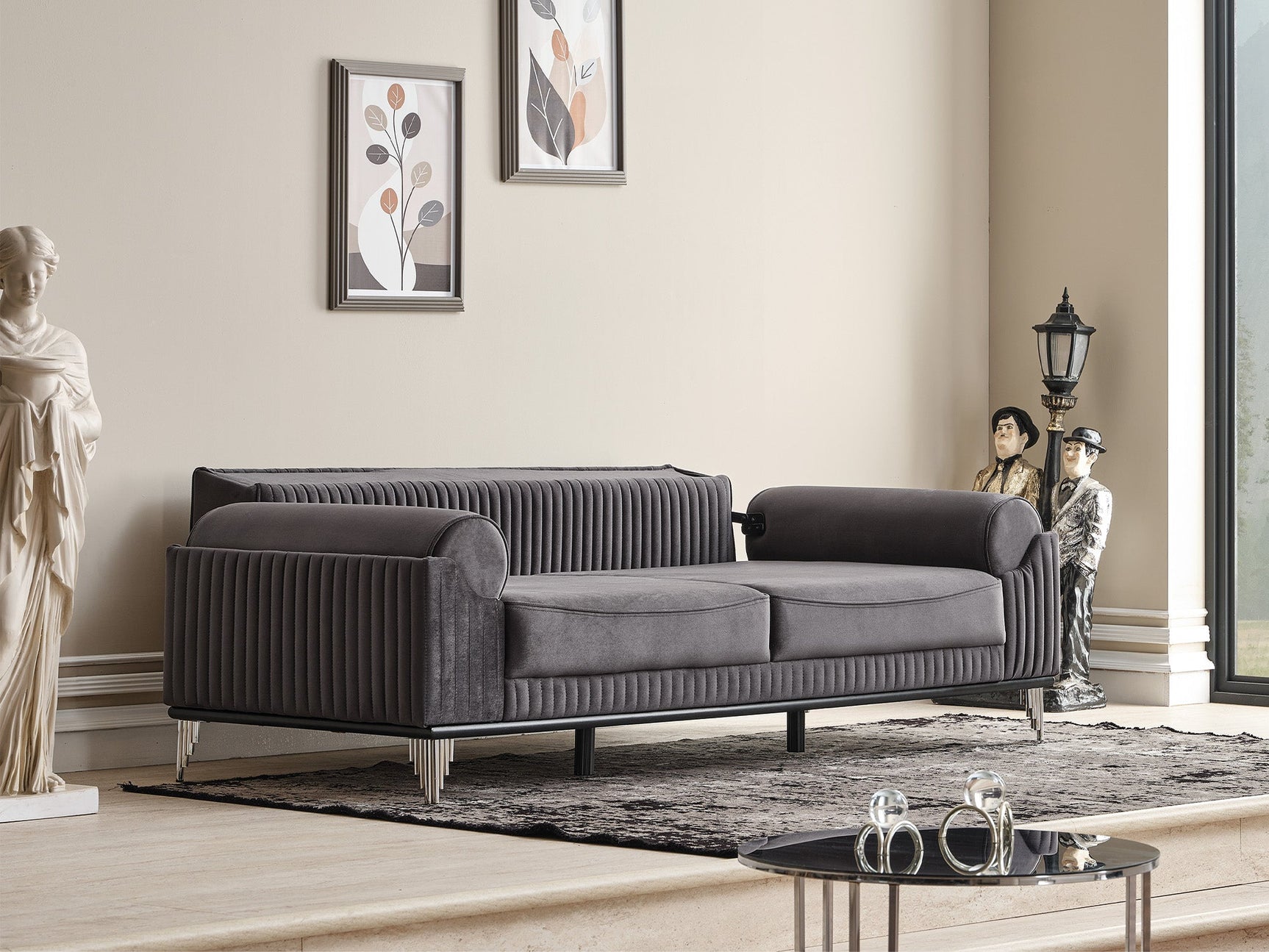 Everest Grey Convertible Sofa