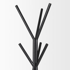 Everett Matte Black Metal with Two Metal Shelves Coat Rack - Ornate Home