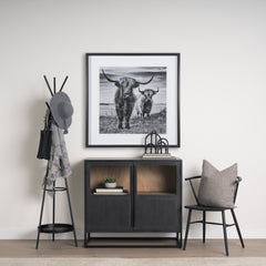 Everett Matte Black Metal with Two Metal Shelves Coat Rack - Ornate Home