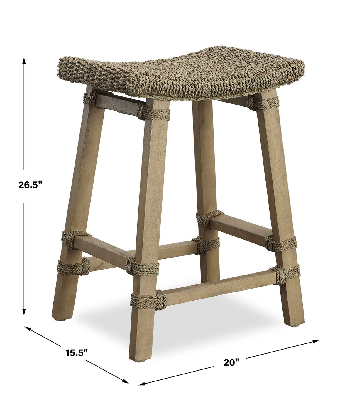 Everglade Woodtone Sea Grass Counter Stool - Ornate Home