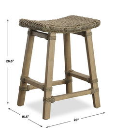 Everglade Woodtone Sea Grass Counter Stool - Ornate Home