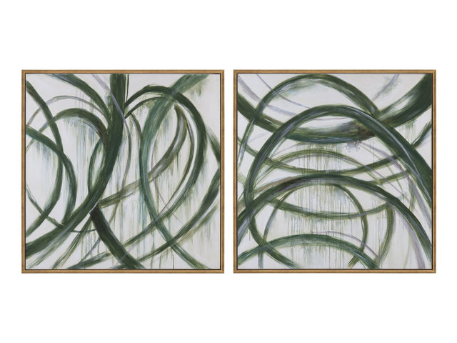 Evergreen Twists Green/White Canvas - Ornate Home