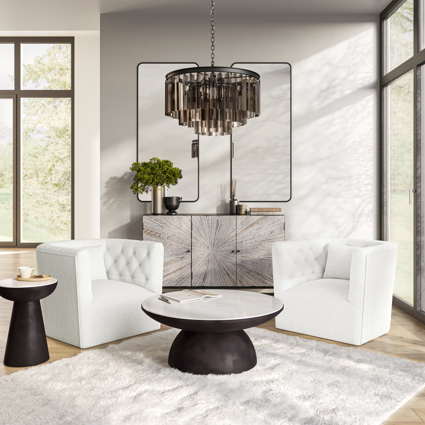 Everly Natural Swivel Accent Chair - Ornate Home