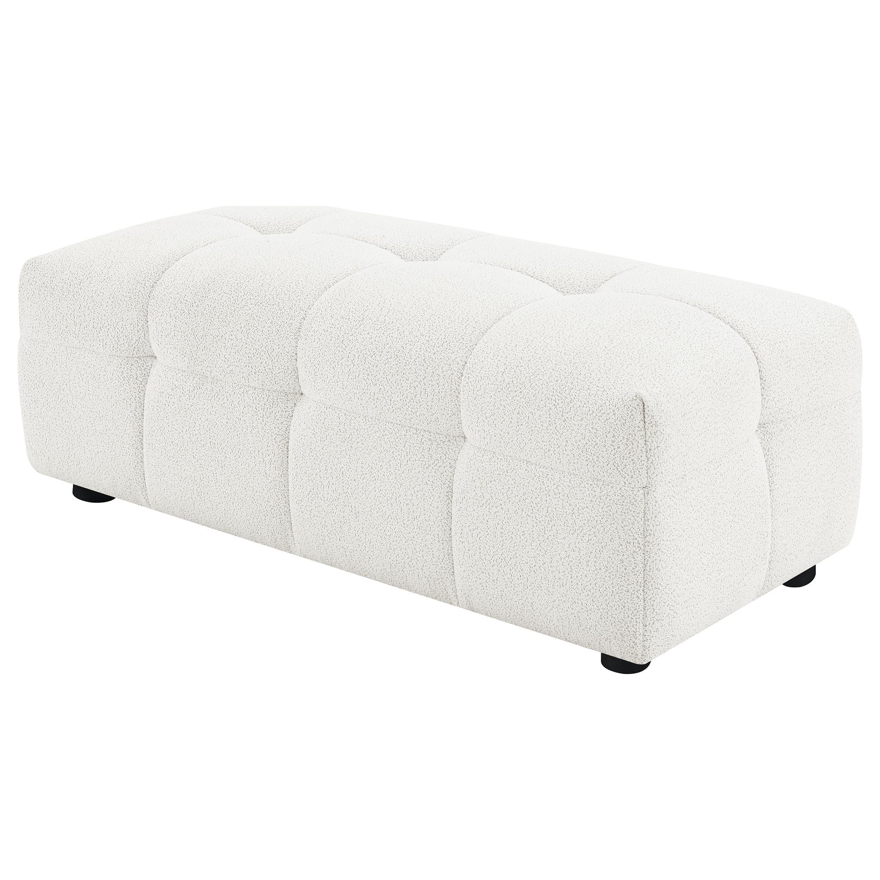Everly Off White Ottoman - Ornate Home