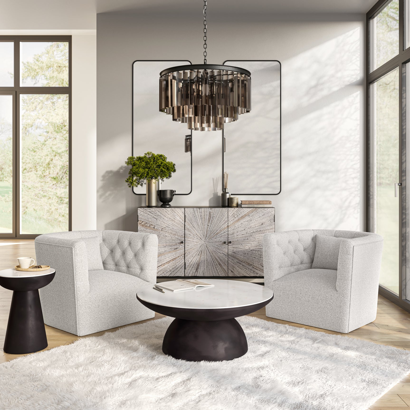 Everly Taupe Swivel Accent Chair - Ornate Home