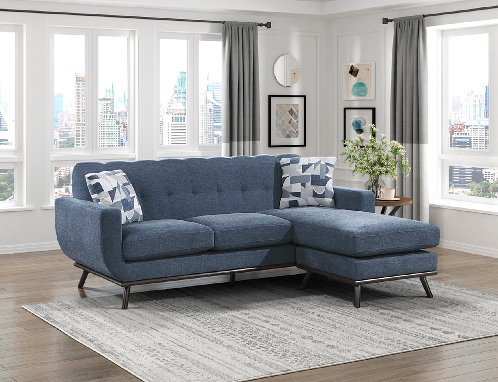 Everton Blue Reversible Sofa Chaise - Ornate Home
