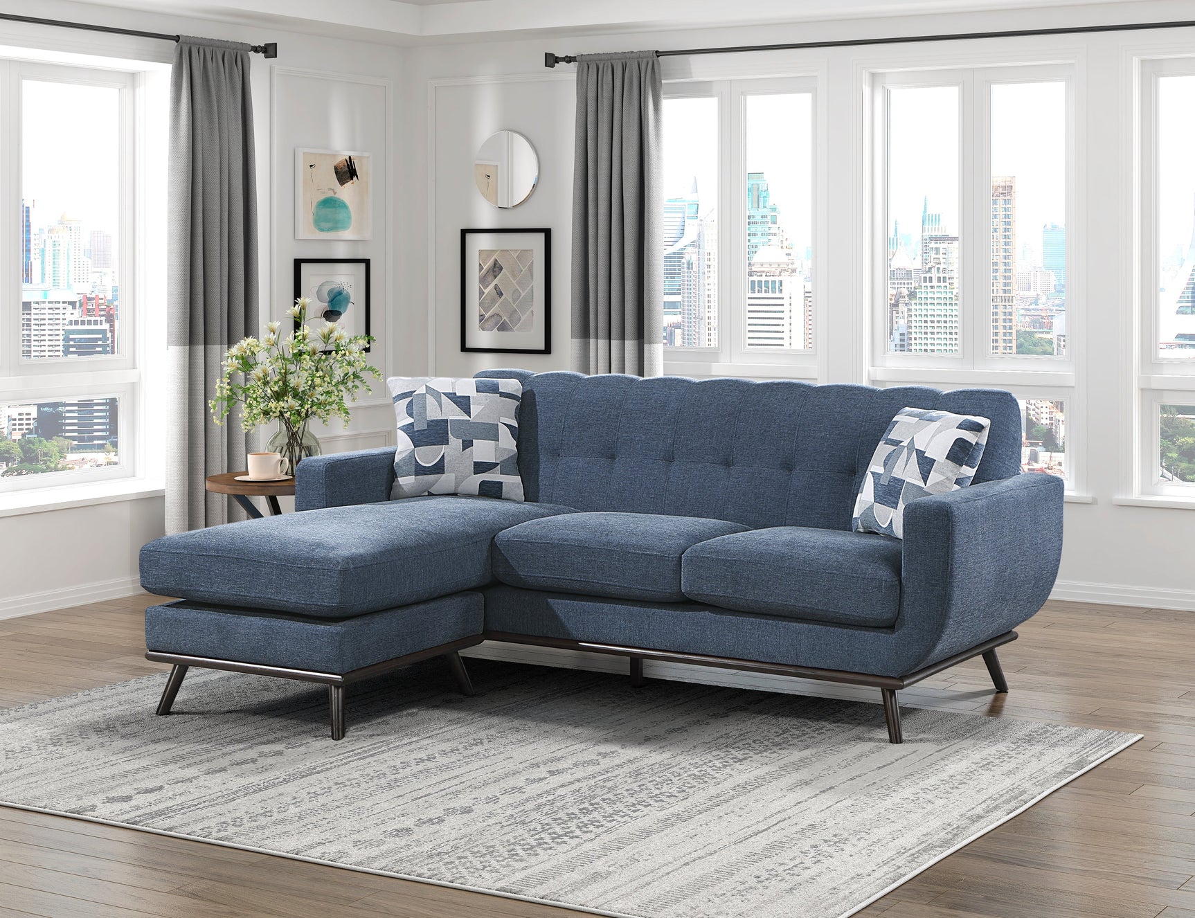 Everton Blue Reversible Sofa Chaise - Ornate Home