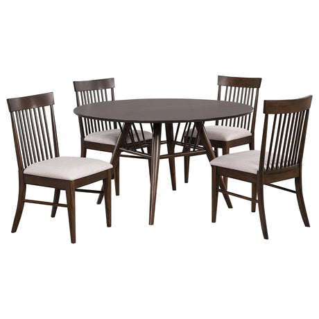 Everton Dark Walnut / Wheat 5-piece Dining Room Set - Ornate Home