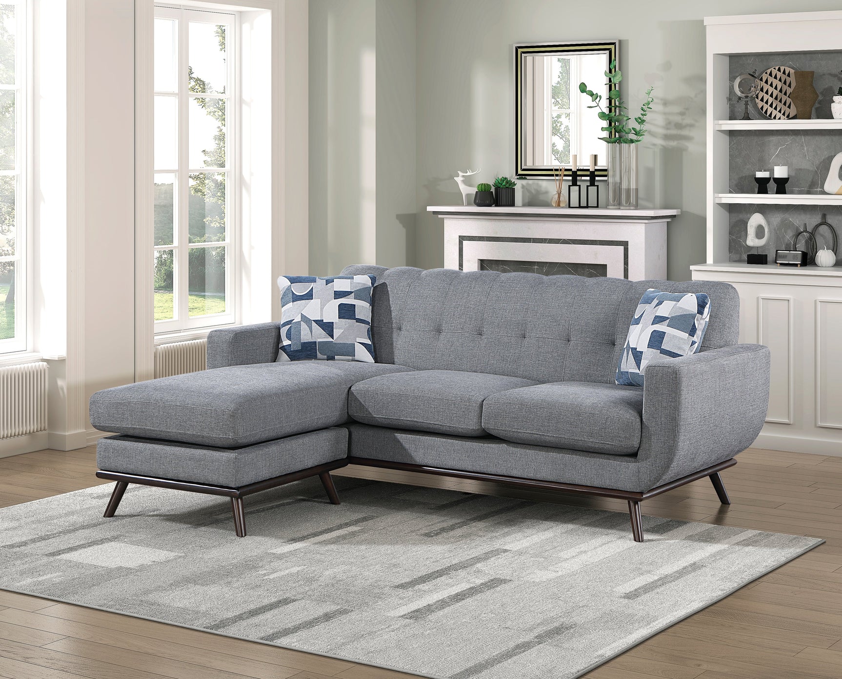 Everton Gray Reversible Sofa Chaise - Ornate Home