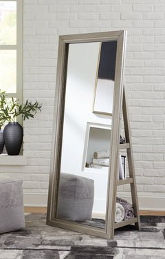 Evesen Champagne Floor Mirror w/ Storage - Ornate Home