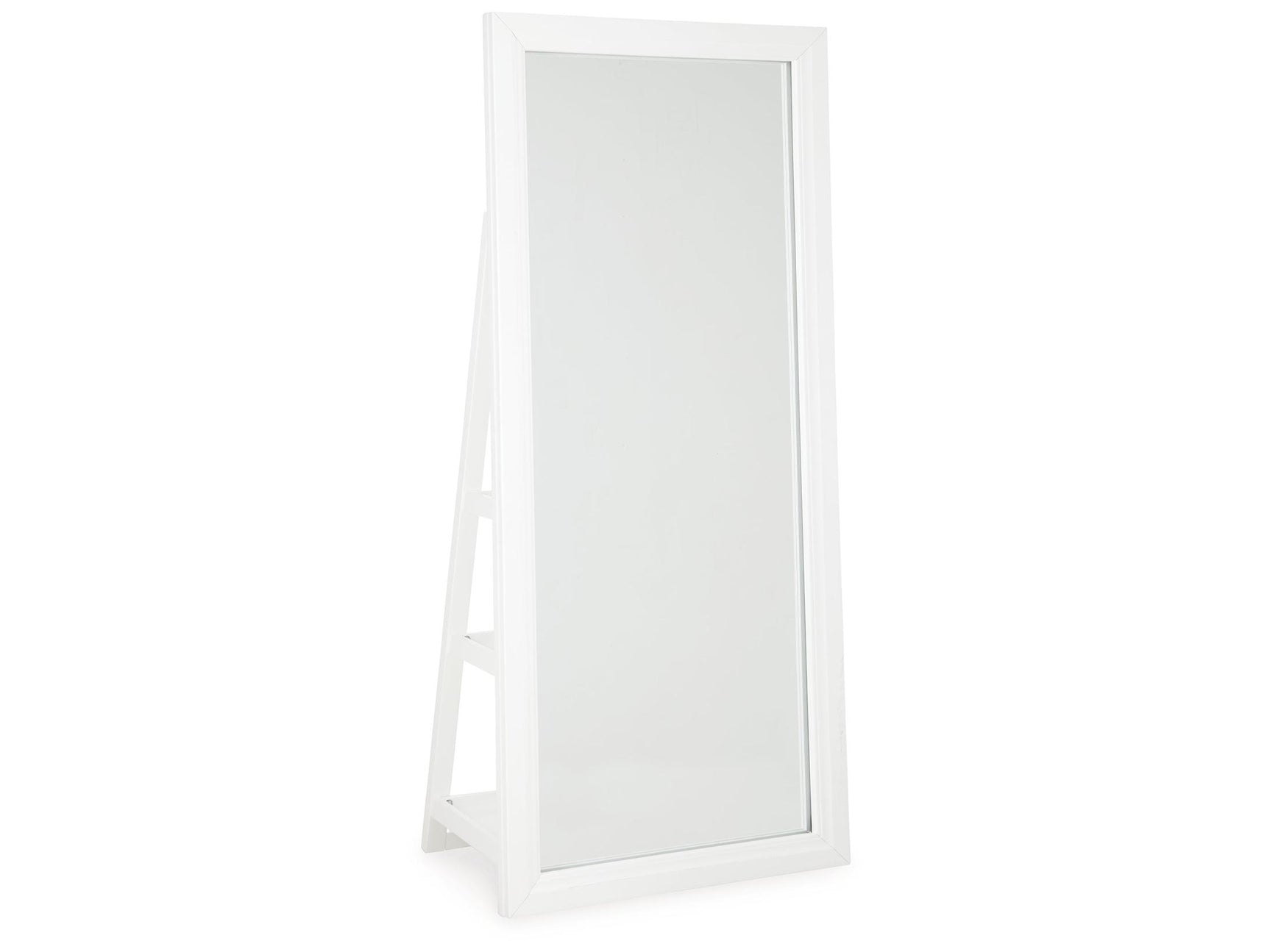 Evesen White Floor Mirror w/ Storage - Ornate Home