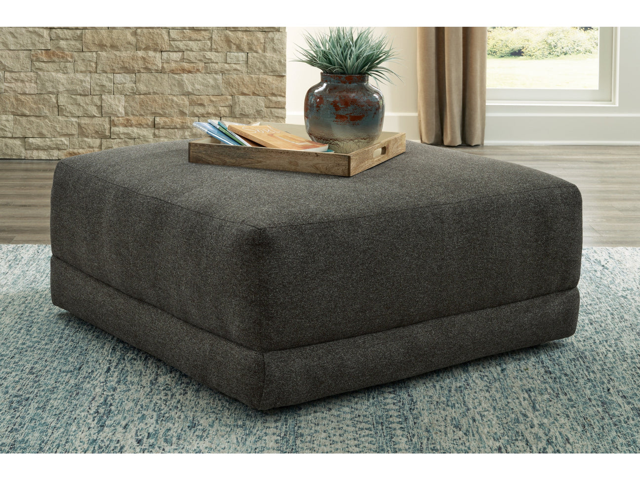 Evey Granite Oversized Accent Ottoman - Ornate Home