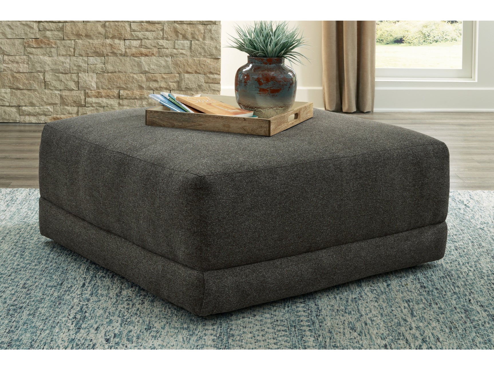 Evey Granite Oversized Accent Ottoman - Ornate Home