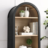 Evie Black Arched Narrow Bookcase Display Cabinet - Ornate Home