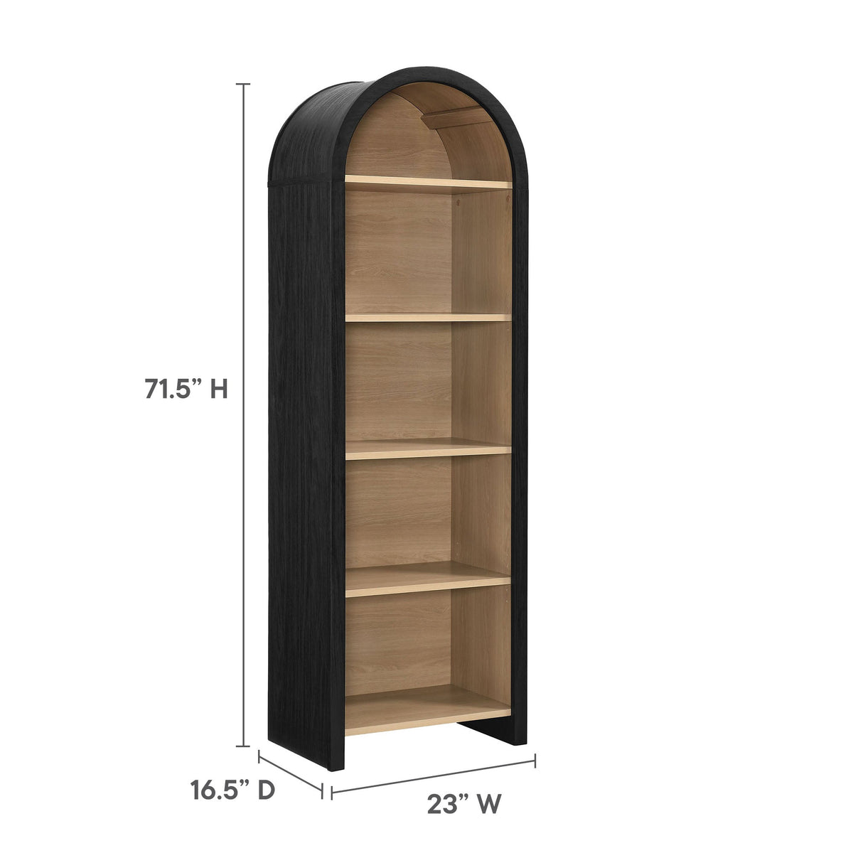 Evie Black Arched Narrow Bookcase Display Cabinet - Ornate Home