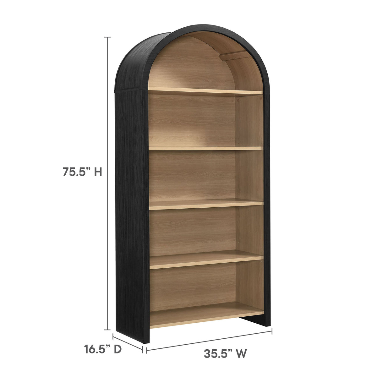 Evie Black Arched Wide Bookcase Display Cabinet - Ornate Home