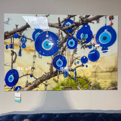 Evil Eye Protection Tempered Glass w / Foil Wall Art - Ornate Home