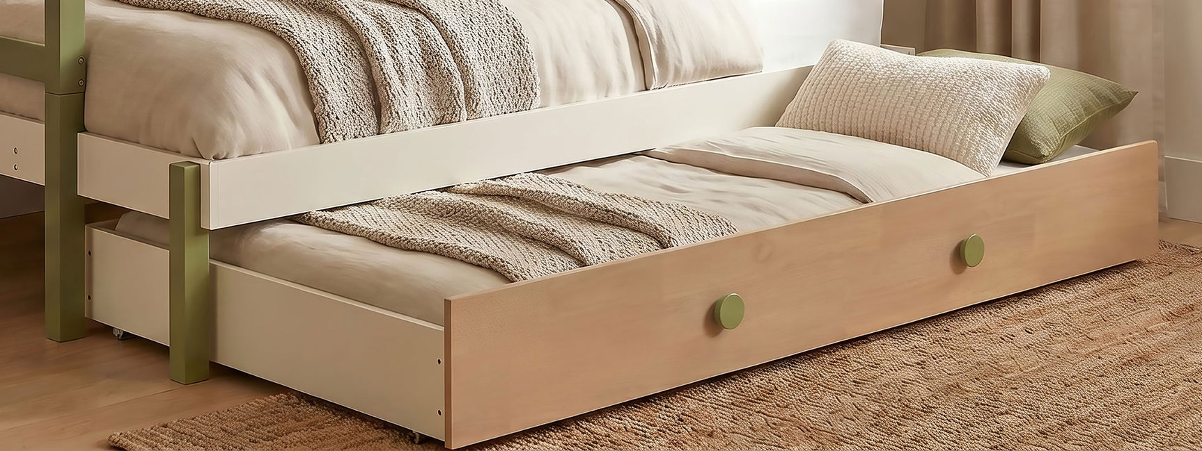 Evren Off White / Natural / Olive Trundle - Ornate Home