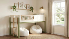 Evren Off White / Natural / Olive Twin Loft Bed - Ornate Home