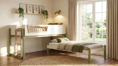 Evren Off White / Natural / Olive Twin Loft Bed - Ornate Home