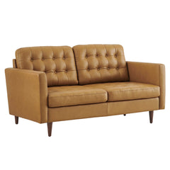 Exalt Tan Tufted Leather Loveseat - Ornate Home