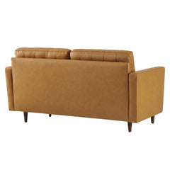 Exalt Tan Tufted Leather Loveseat - Ornate Home
