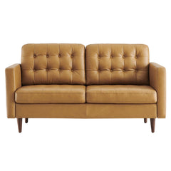 Exalt Tan Tufted Leather Loveseat - Ornate Home