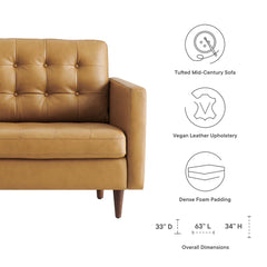 Exalt Tan Tufted Leather Loveseat - Ornate Home