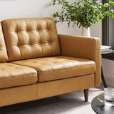 Exalt Tan Tufted Leather Loveseat - Ornate Home