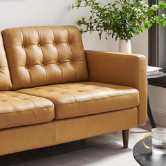 Exalt Tan Tufted Leather Loveseat - Ornate Home