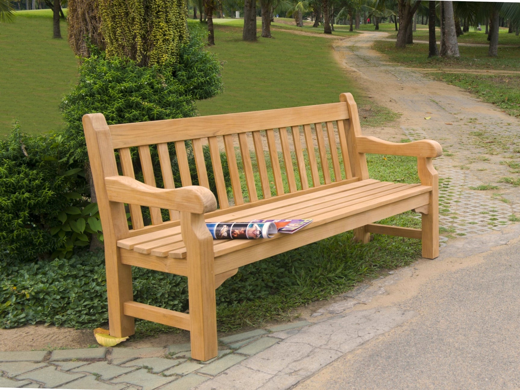 Exbury 3-Person Teak Outdoor Bench - Ornate Home