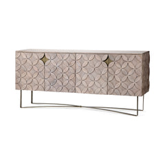 Excelsior Gold Solid Wood Metal Base 4 Cabinet Door Sideboard