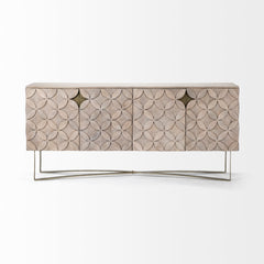 Excelsior Gold Solid Wood Metal Base 4 Cabinet Door Sideboard