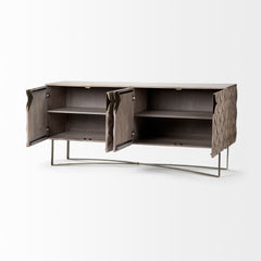 Excelsior Gold Solid Wood Metal Base 4 Cabinet Door Sideboard
